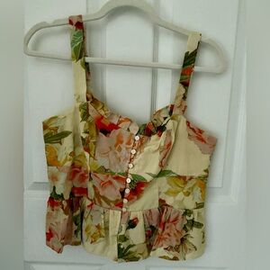 Maeve Floral Patchwork Blouse - Cream and Pink